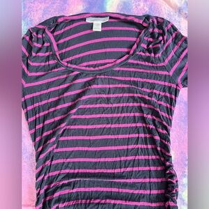 Motherhood Pink and navy blue Striped Short Sleeve Top